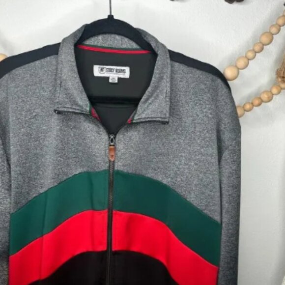 Stacy Adams Red Green Stripe Tracksuit Jacket - Picture 4 of 4